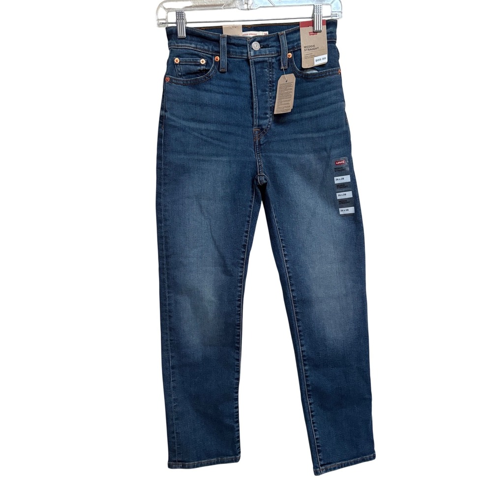 NWT Levis Wedgie Straight High Rise Jeans Blue Denim 26x28 34964-0207